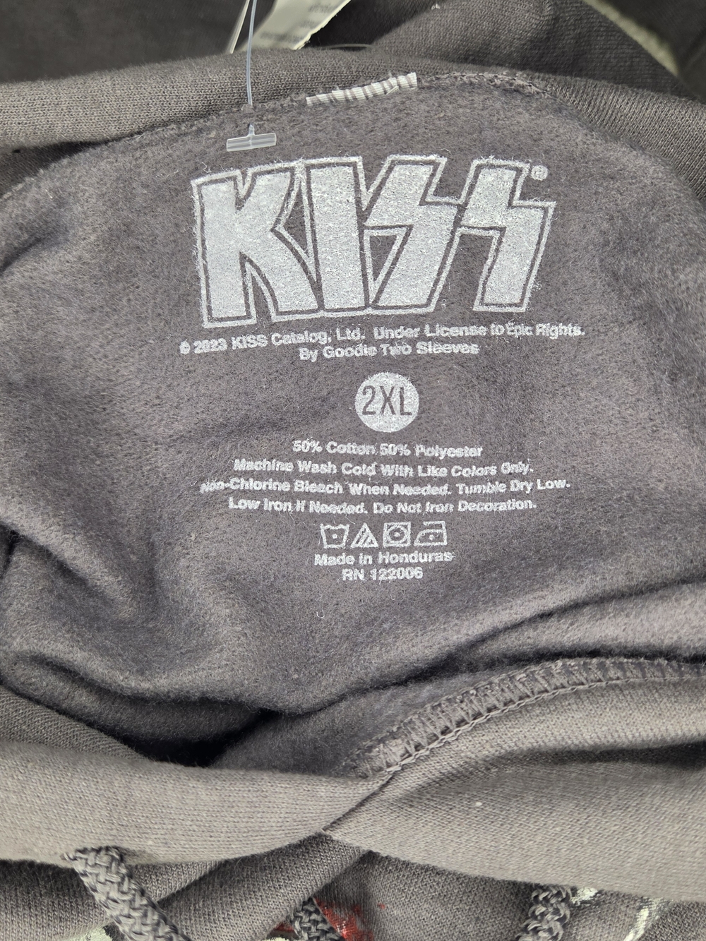 Kiss Gray Graphic Hoodie Sweatshirt with Red Accent Size 2XL - Picture 6 of 7